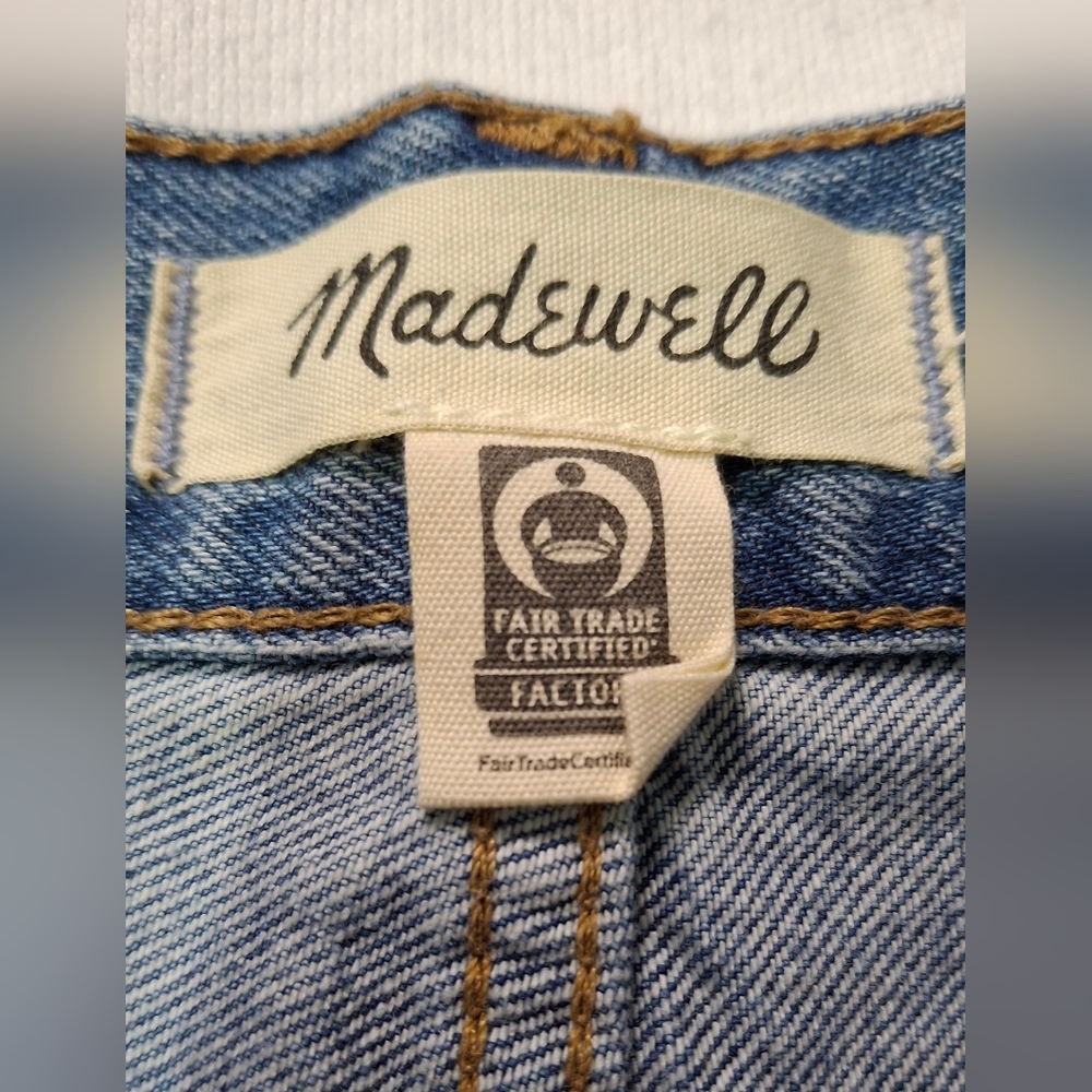Madewell Women's Superwide Leg Jeans In Amcliffe Wash Knee Rip Edition Size 30 - Picture 5 of 15
